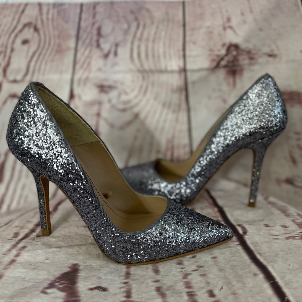 ZARA silver Glitter Heels